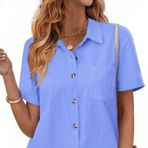 Fantaslook Light Blue Short Sleeve Button-Down Shirt